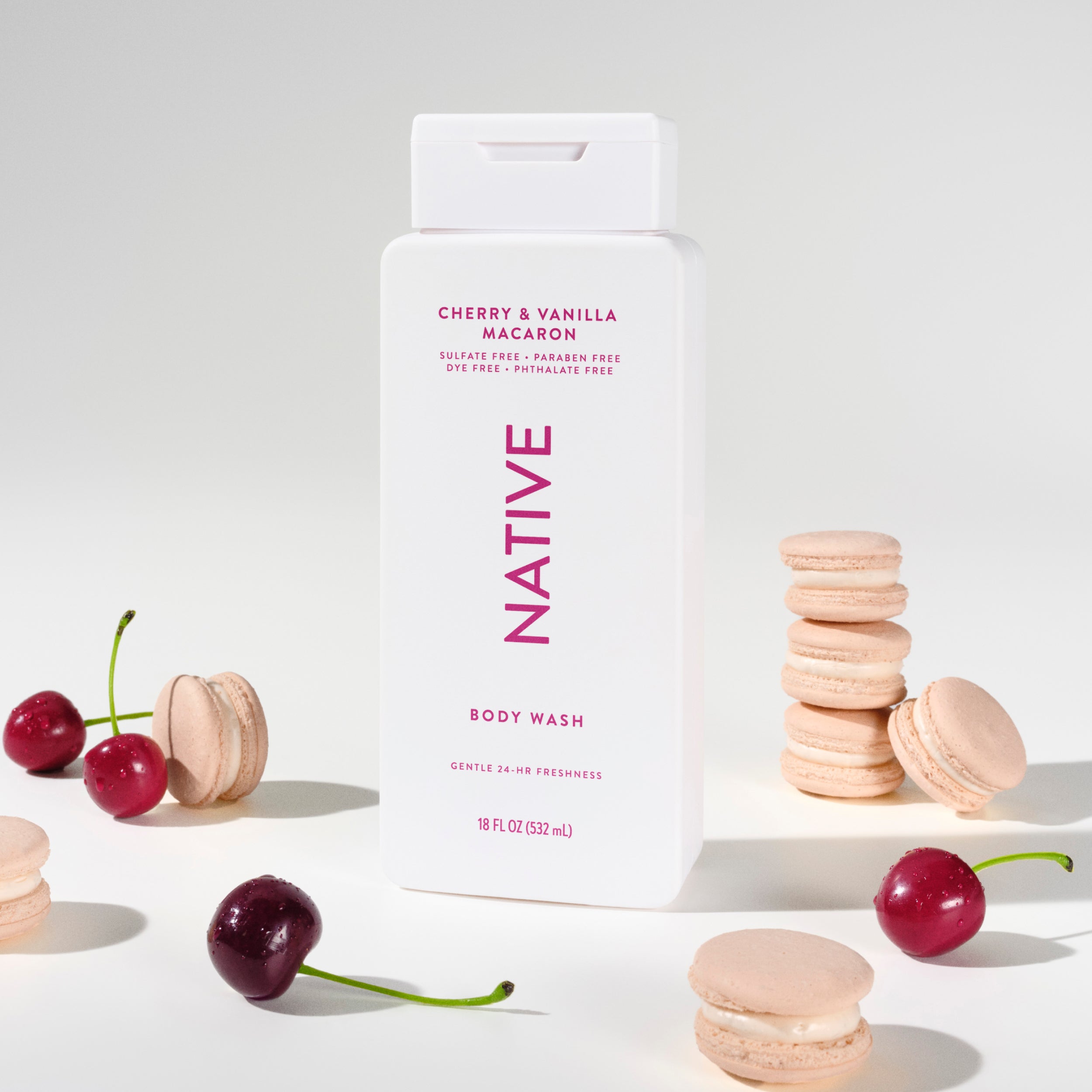 Body Wash Classic Cherry and Vanilla Macaron 18oz Daily Routine