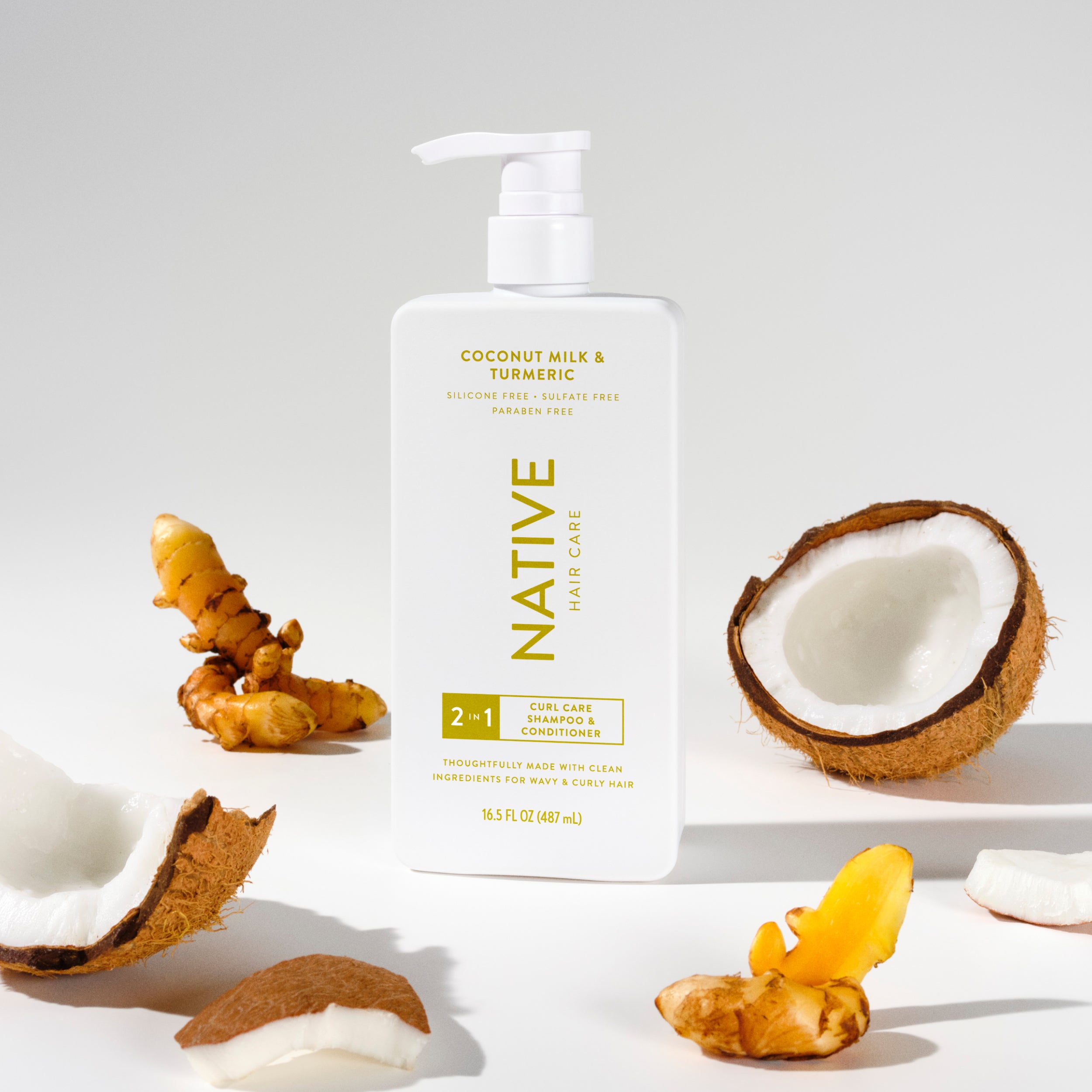 Curl Care 2 in 1 Shampoo and Conditioner Classic Coconut Milk and Turmeric 16.5oz Daily Routine