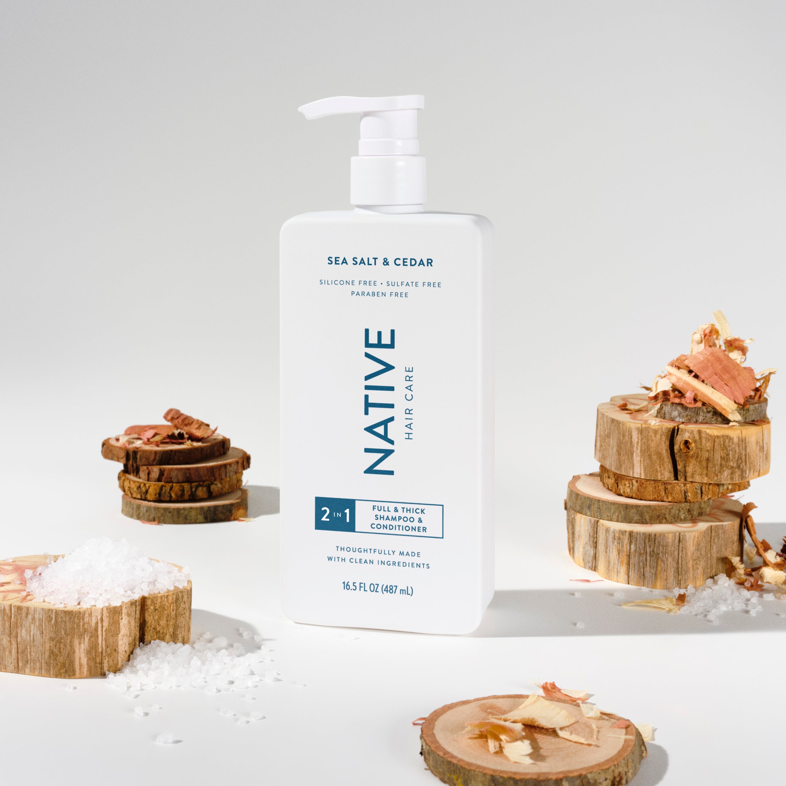 Full and Thick 2 in 1 Shampoo and Conditioner Classic Sea Salt and Cedar 16.5oz Daily Routine