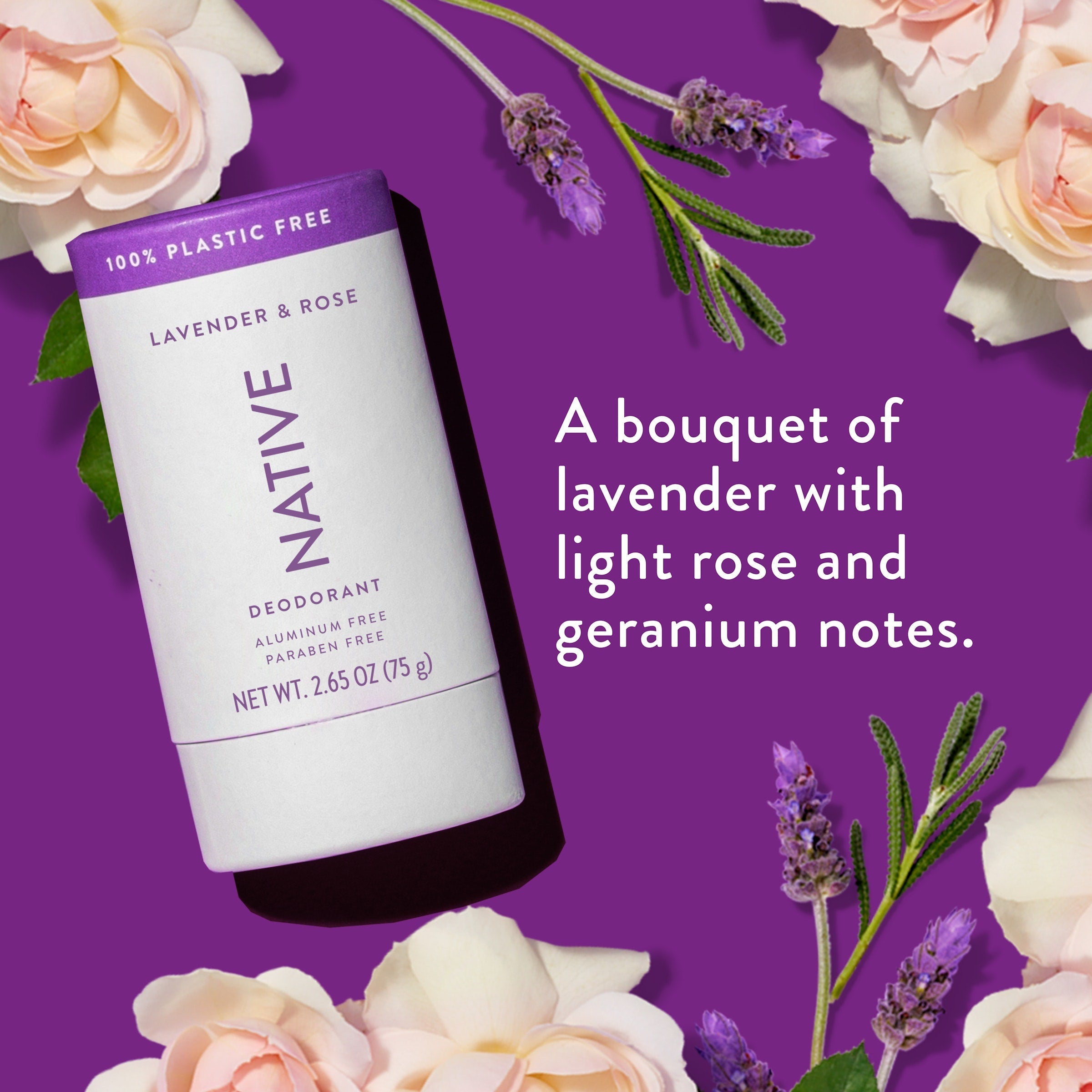 Plastic Free Deodorant Stick Classic Lavender and Rose 2.65oz Daily Routine