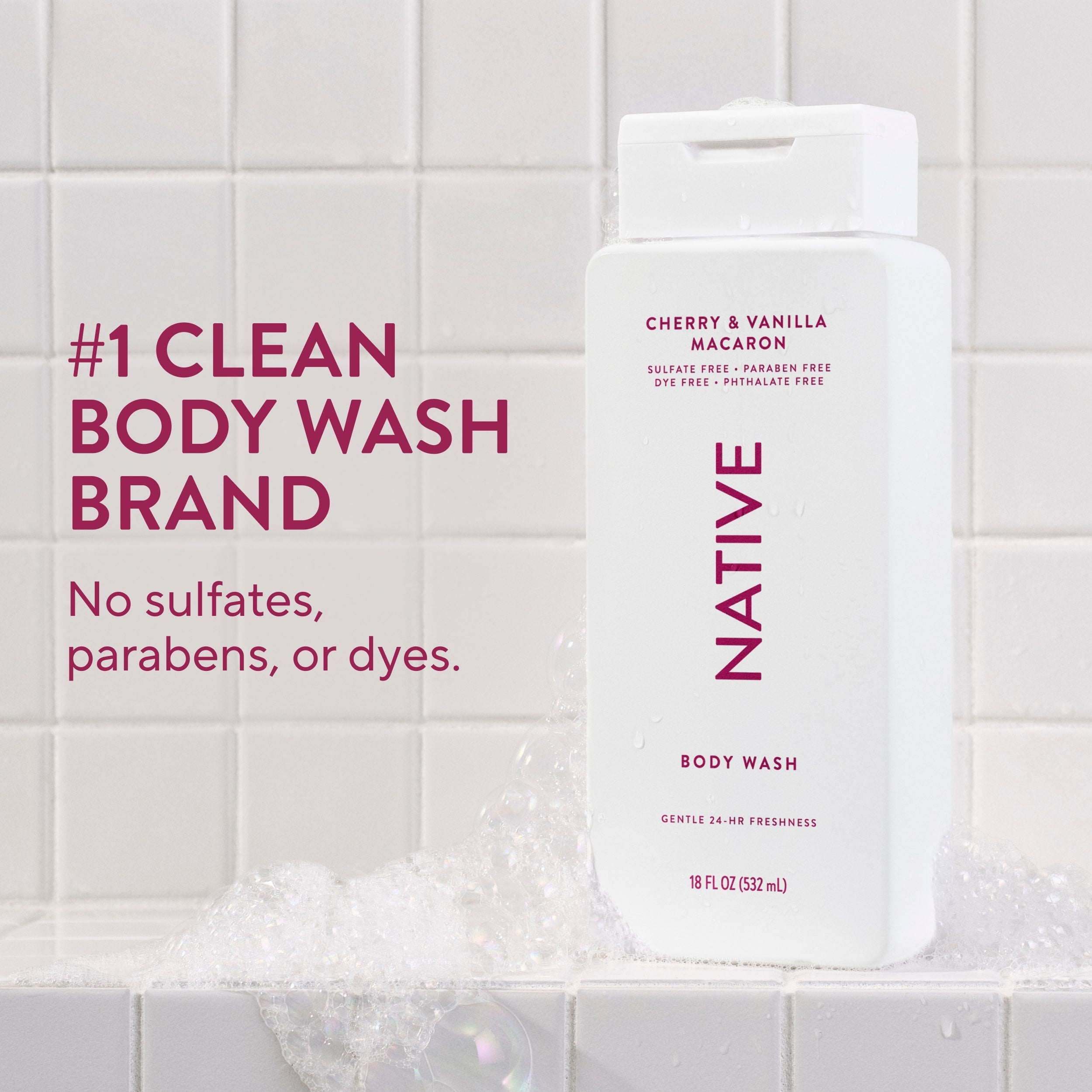 Body Wash Classic Cherry and Vanilla Macaron 18oz Daily Routine