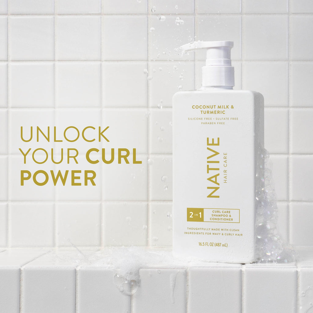 Curl Care 2 in 1 Shampoo and Conditioner Classic Coconut Milk and Turmeric 16.5oz Daily Routine