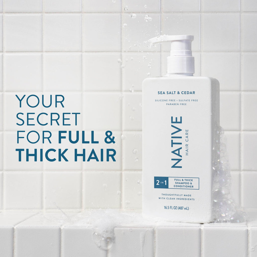 Full and Thick 2 in 1 Shampoo and Conditioner Classic Sea Salt and Cedar 16.5oz Daily Routine