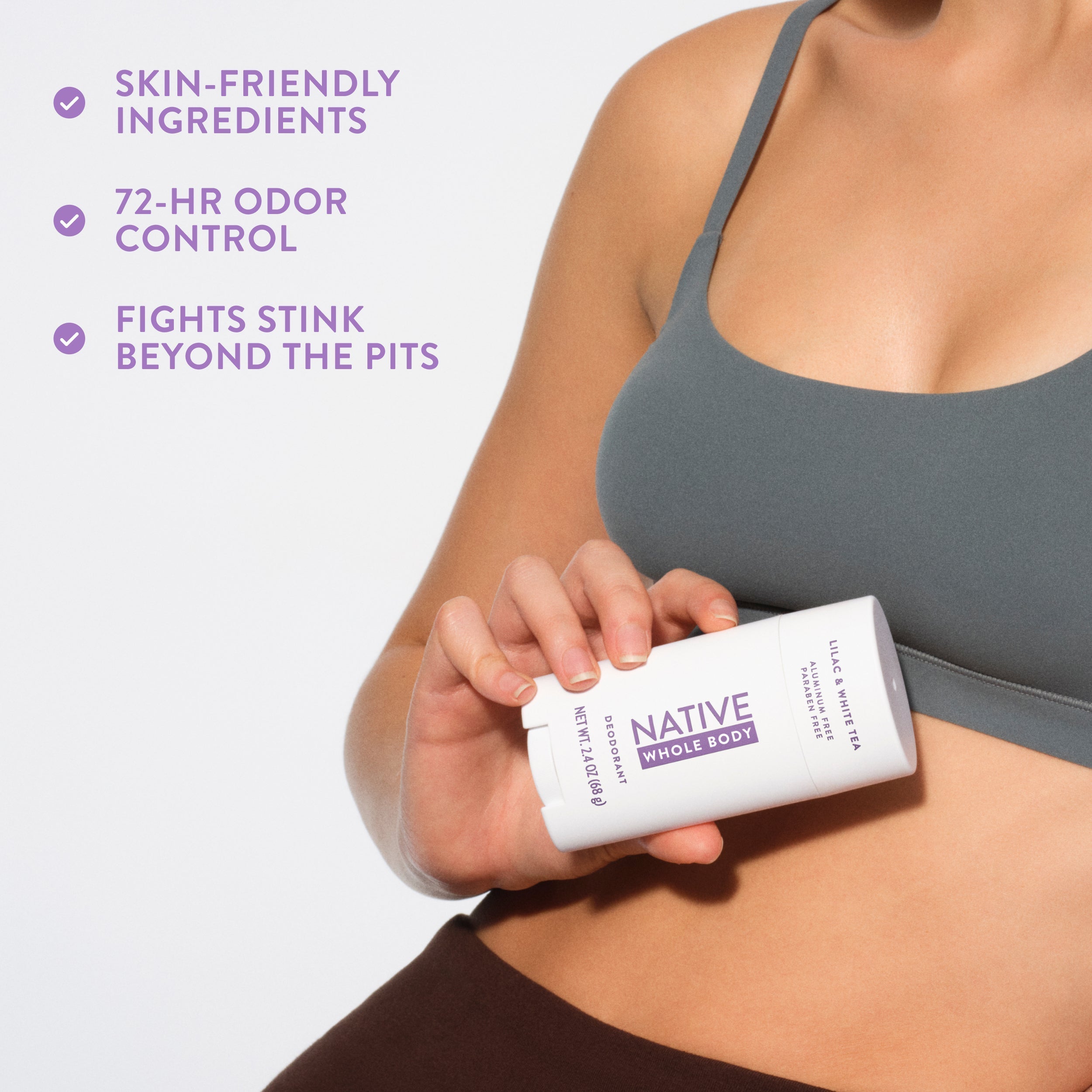 Whole Body Deodorant Stick Classic Lilac and White Tea 2.4oz Daily Routine