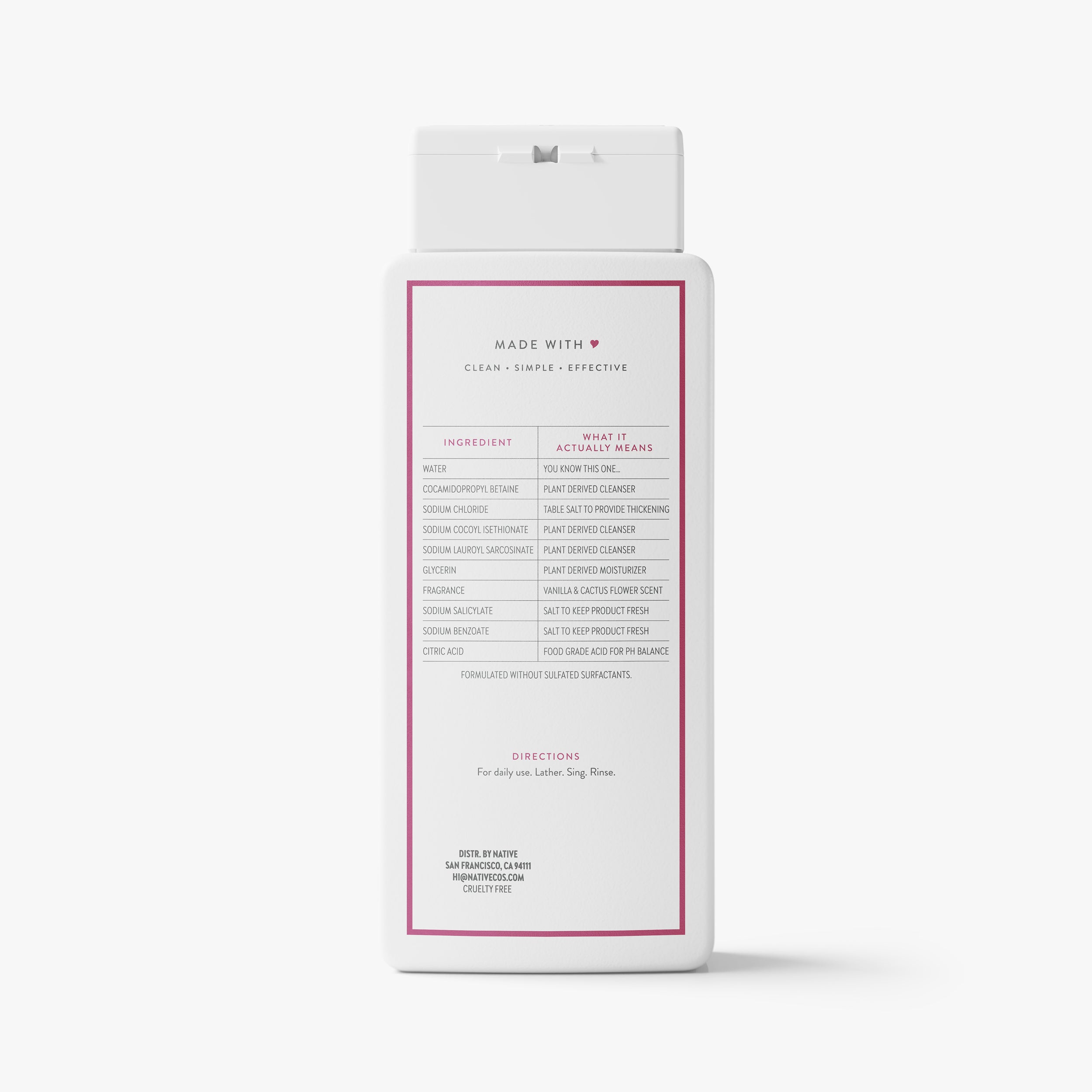 Body Wash Classic Vanilla and Cactus Flower 18oz Daily Routine
