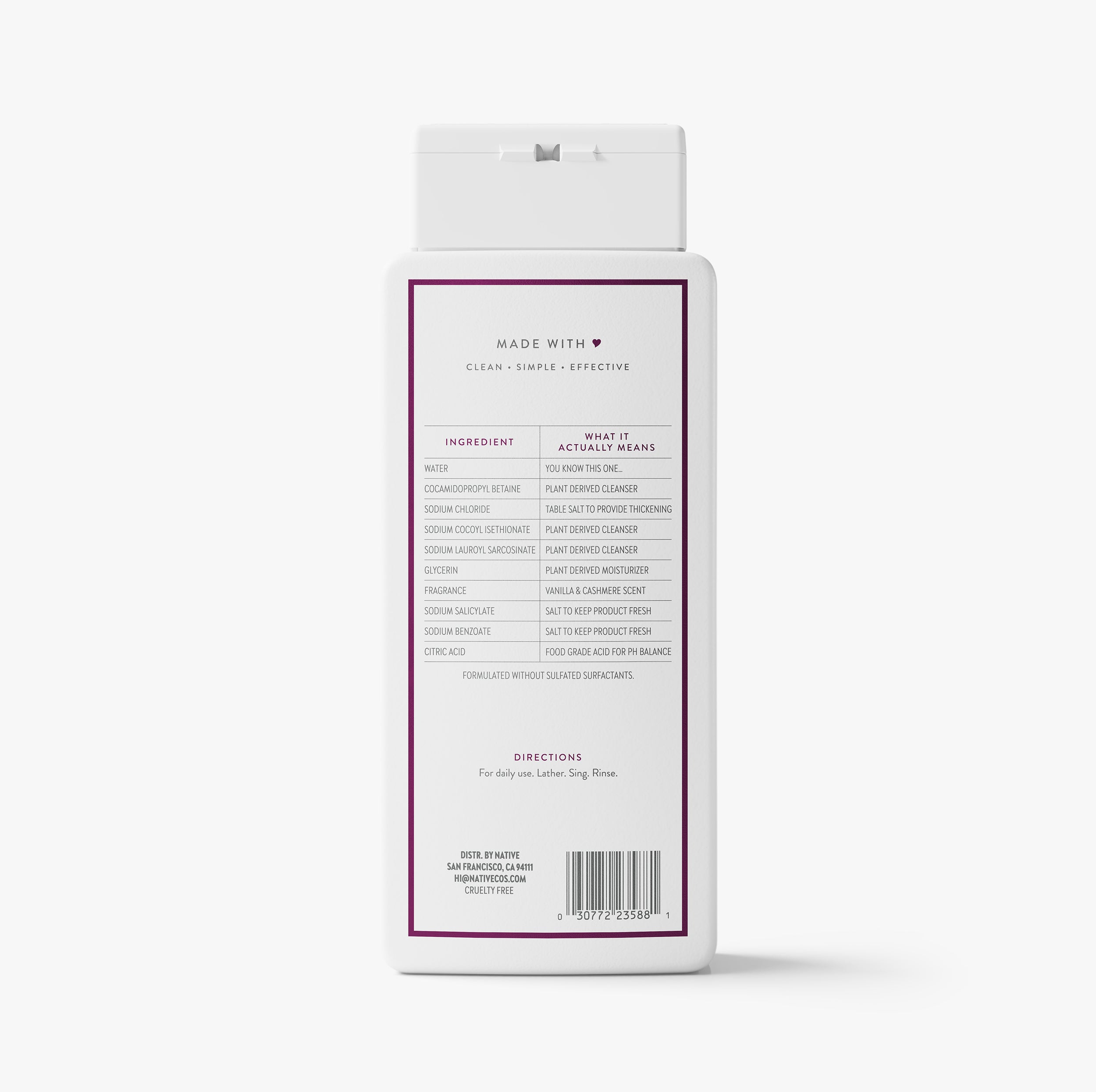 Body Wash Classic Vanilla and Cashmere 18oz Daily Routine