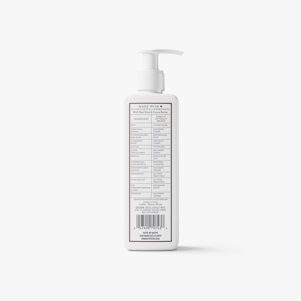 Whole Body Shave Cream Classic Santal and Leather 7.6oz Daily Routine