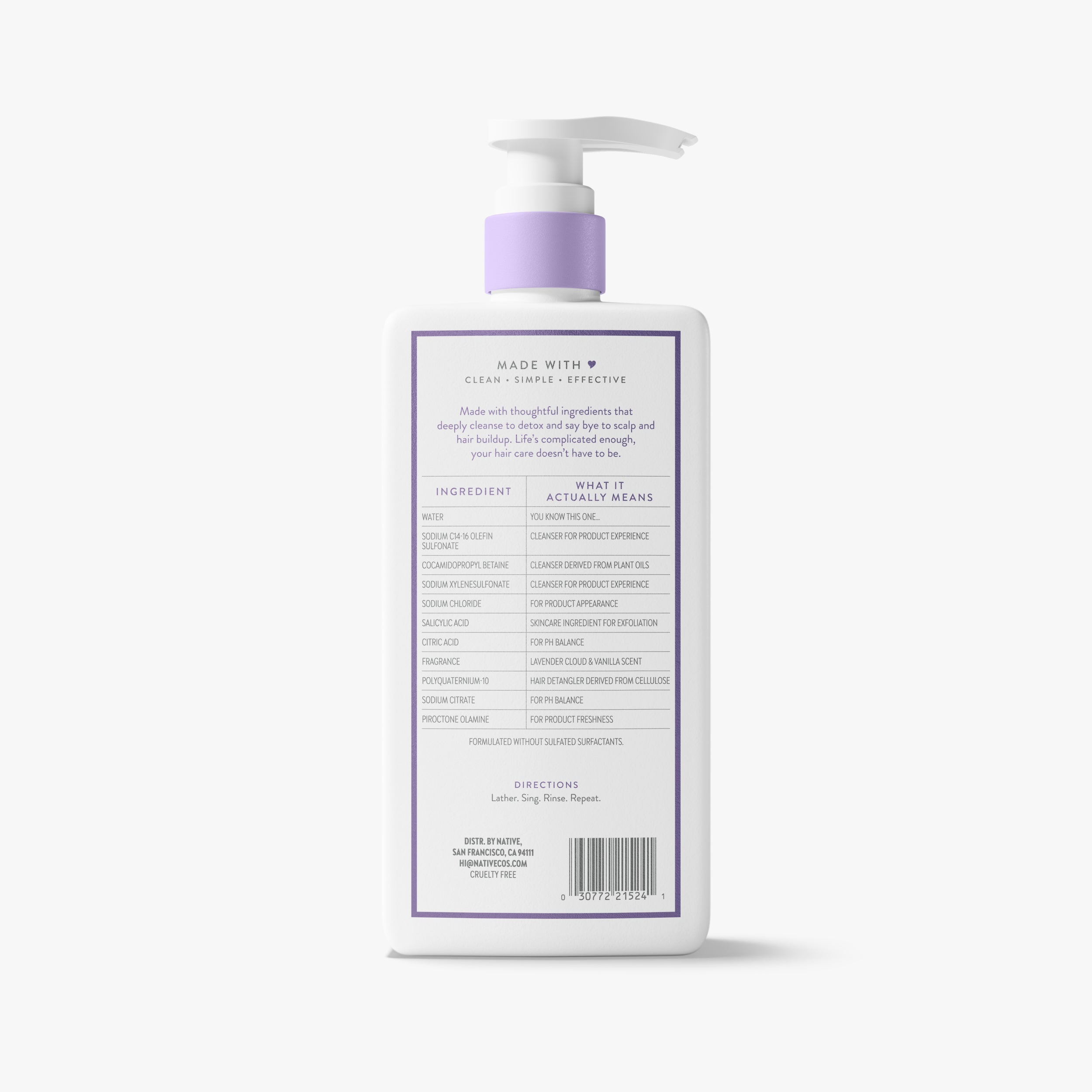 Scalp Clarifying Shampoo Classic Lavender Cloud and Vanilla 16.5oz Daily Routine